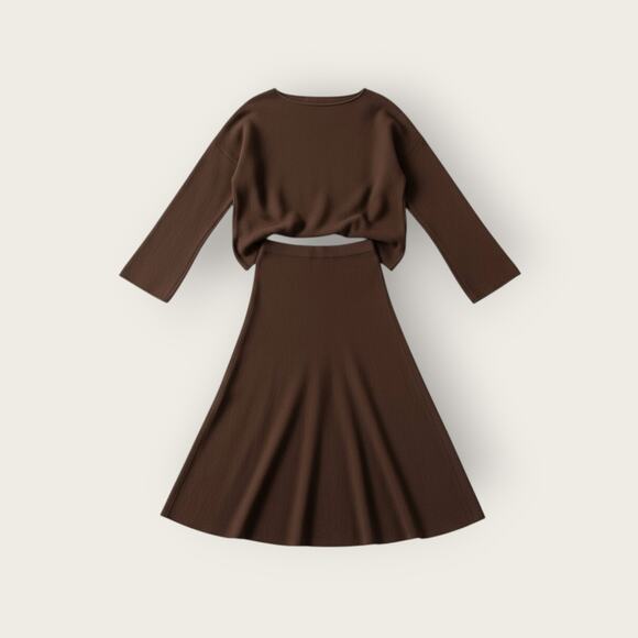 Commense Oversized Sweater Two-Piece Knit Set – Brown - Picture 2 of 6